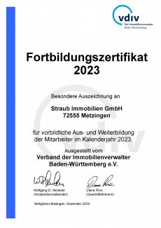 Straub Fortbildungszertifikat 2023